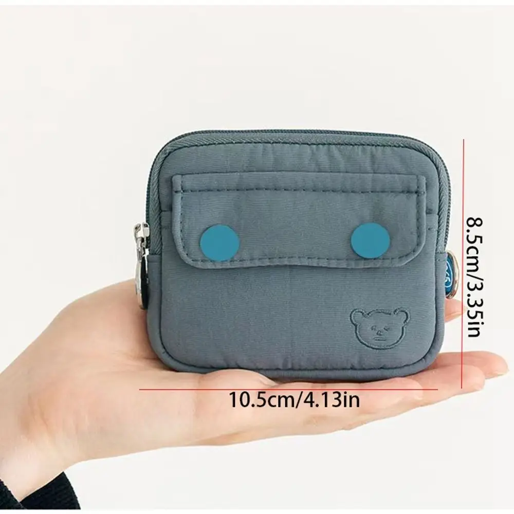 Portátil Nylon Coin Purse, Estilo Coreano, Zipper Pouch, Mini Saco De Armazenamento, Titular Do Cartão, Macio, Bonito, Zero Carteira, Saco De Fone De Ouvido, Prático