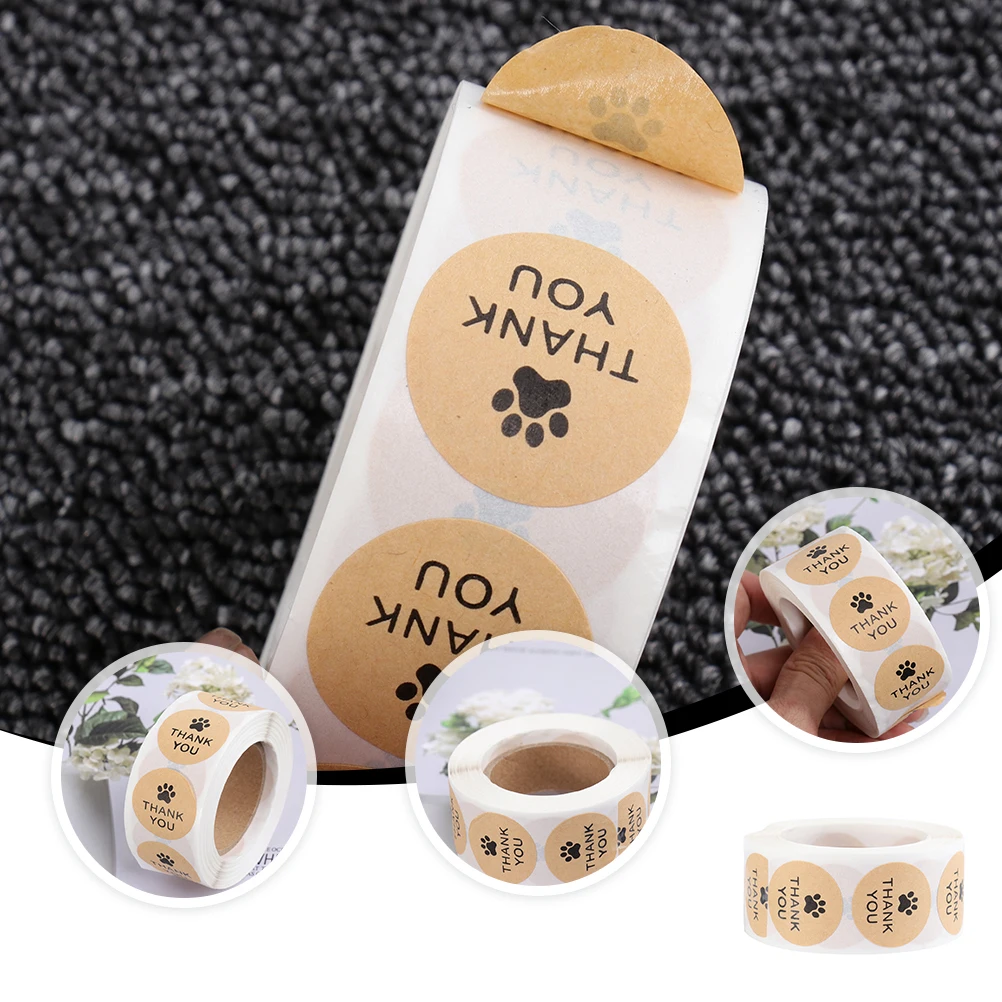 

2 Rolls Thank You Stickers Kraft Paper DIY Packaging Gifts Decorative Self Adhesive Crafts Party Favors Birthday Boxes