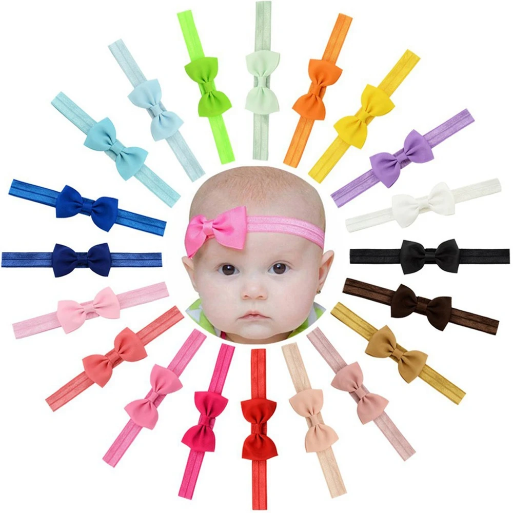 20pcs/lot Cute Ribbon Bows Baby Girls Headband Elastic Handmade Kids Hairbands Boutique Hair Accessories Photo Props Gift Sets