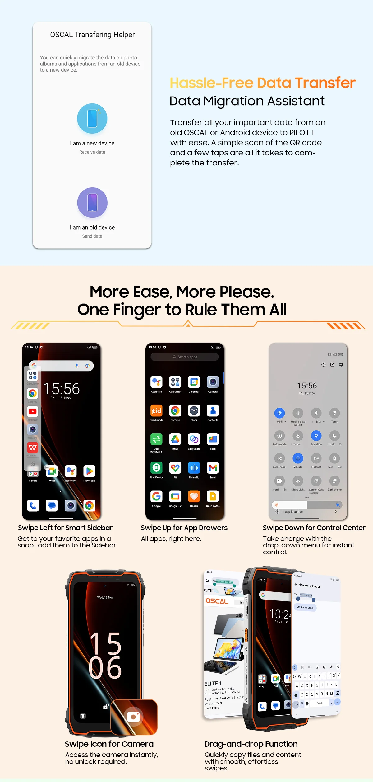 Blackview Oscal PILOT 1 Rugged phone 6.67-inch HD+ 90Hz Display 15000mAh 5W BOX Speaker NFC 6GB 256GB Helio G81 CPU Cellphone