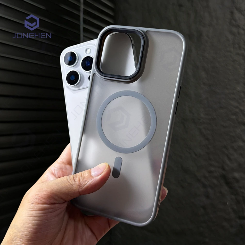 Luxury Magnetic Matte Translucent Armor Shockproof Frame Case For iPhone 11 12 13 14 15 16 Pro Max For Magsafe Wireless Cover
