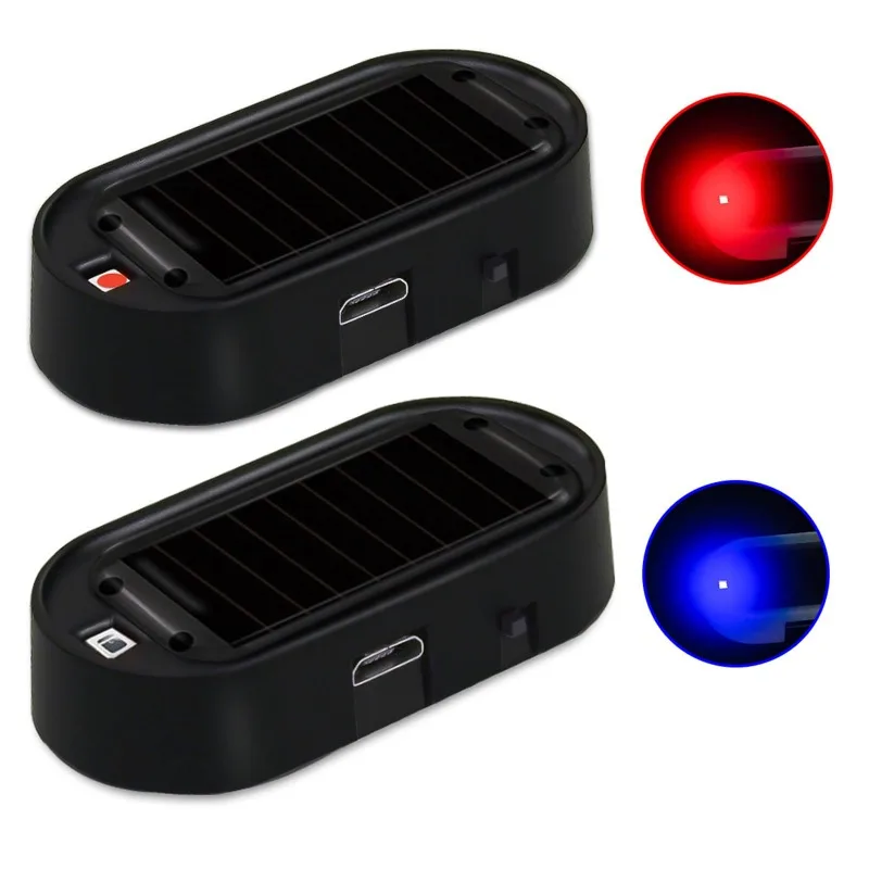 1Pcs LED Solar Powered Fake Security Light Simulated Car Led Warning Light Wireless Strobe Signal Alarm Anti Theft Caution Lamp