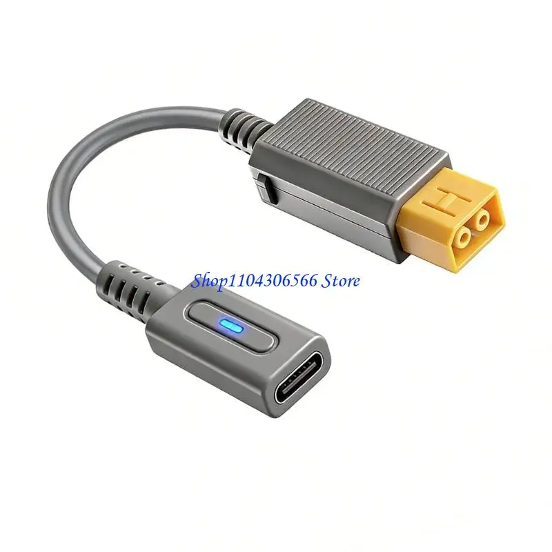02DD 12cm Short Type C Female To WiiU Power Cable With Blue LED For Compact Gaming Setups