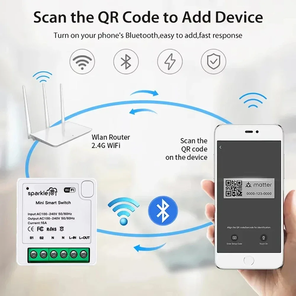 Smart Switch Automation Alexa Google Home Matter WIFI Relay Smart Breaker Voice Control Homekit Siri 1 CH Module