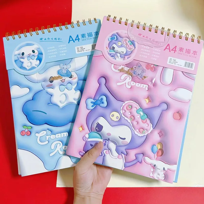 

Sanrio Sketching Book A4 High Beauty Kuromi Student Pencil Drawing Sketching Book Art Drawing Blank Paper Sketching Book