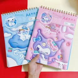 Sanrio Sketching Book A4 High Beauty Kuromi Student Pencil Drawing Sketching Book Art Drawing Blank Paper Sketching Book