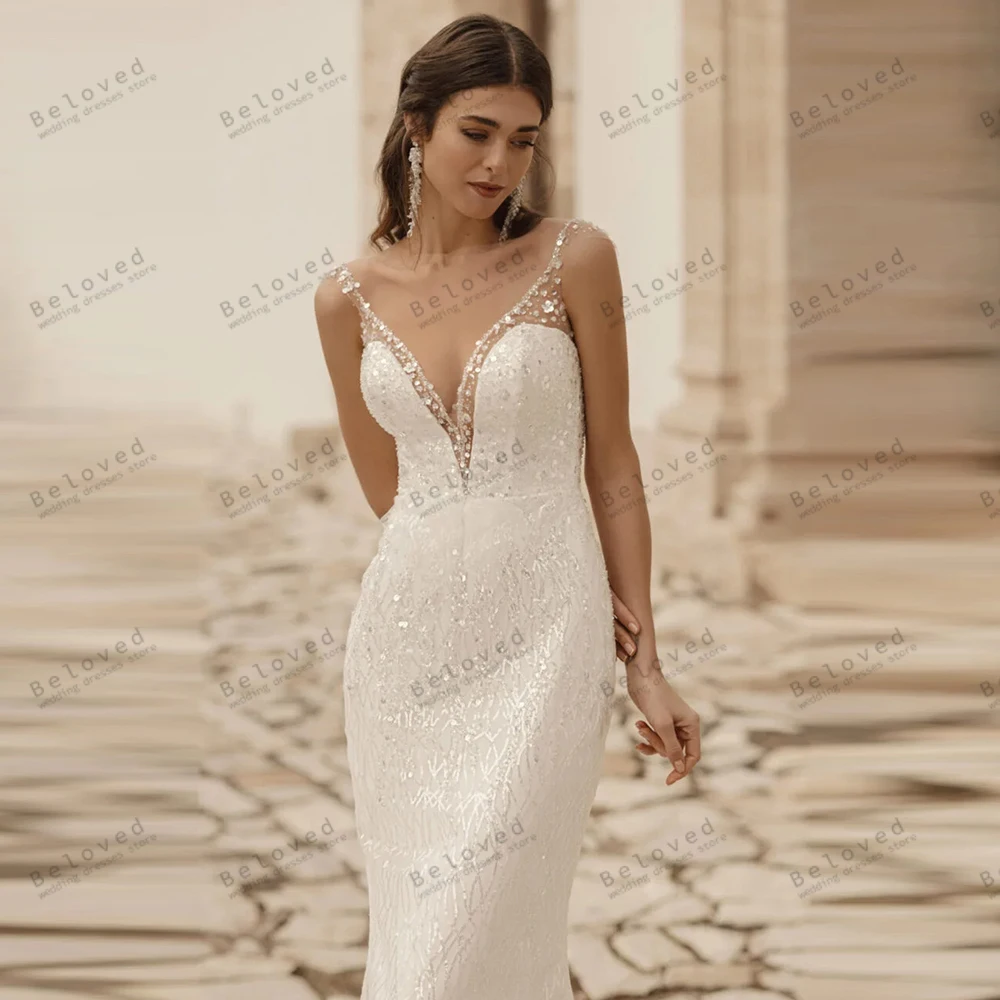Wunderschöne Brautkleider, exquisite Brautkleider, Spitzenapplikationen, ärmellos, rückenfrei, Roben, bezaubernd, Vestidos De Novia, individuell gestaltet