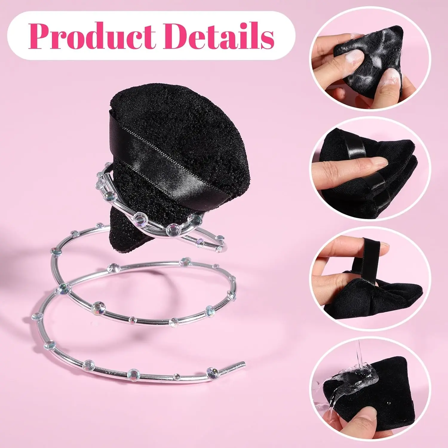 Black Triangle Makeup Puff - Multi-Angle Sponge for Precise Contouring & Hard-to-Reach Areas - Versatile Foundation Blender​​