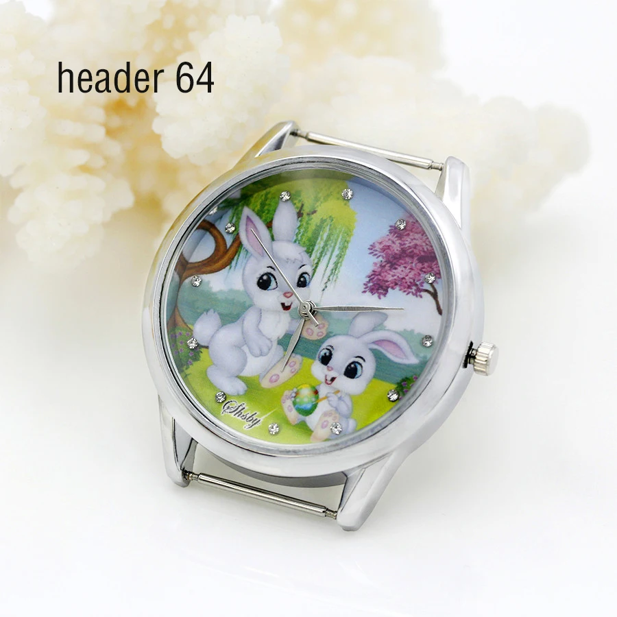 Shsby Diy Personality Watch Header New Style Sliver Flower,Panda, Rabbit, Peacock, Phoenix Head Watch Accessories 61~70