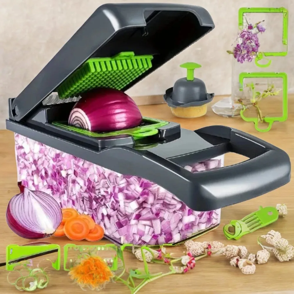 Efficient, High-Quality Ultimate 14/16 Vegetable Chopper Slicer Shredder with Basket - Multifunctional and Versatile Kitchen Gad