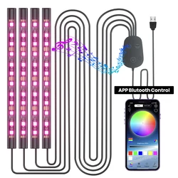 Ambient Interior Car Light Led RGB LED Car lamp USB 3 Key Strip Sync to Music Waterproof 4pcs  App Control Car Lamp Music Light