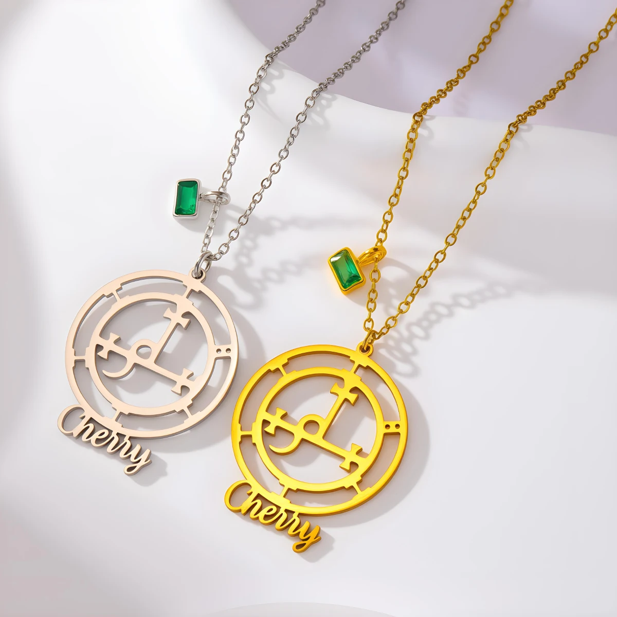 

Todorova Custom Name Creative Circular Geometry Symbol Stainless Steel Necklaces for Women Kids Jewelry Gifts