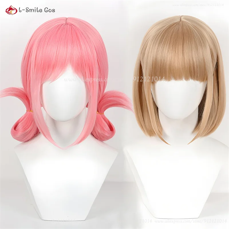 أنيمي تشيناتسو كانو هينا تشونو شعر مستعار تأثيري الكتان البني/الوردي شعر مستعار قصير تأثيري أنيمي شعر مستعار تأثيري مقاومة للحرارة الشعر الاصطناعية