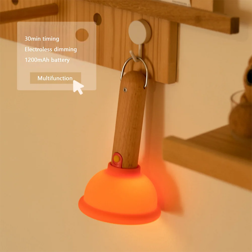 Mini tłok lampka nocna akumulatorowa silikonowa lampka nocna wisząca toaleta tłok lampa stołowa Home Decor nowość oświetlenie