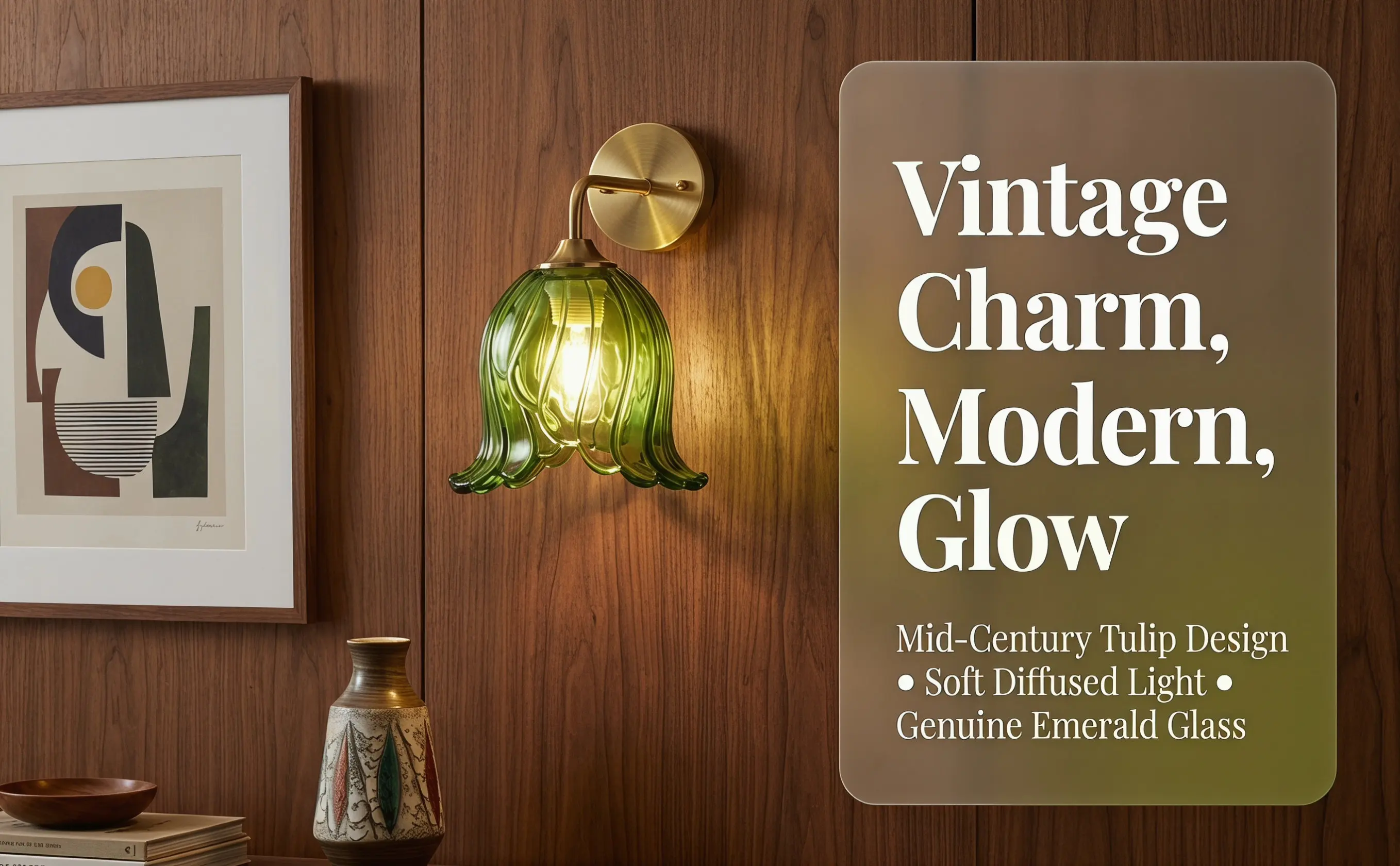 Vintage Green Glass Lampshade Small Replacement for Table Lamp Wall Sconce Pendant Light Decorative Soft Glow Modern Retro