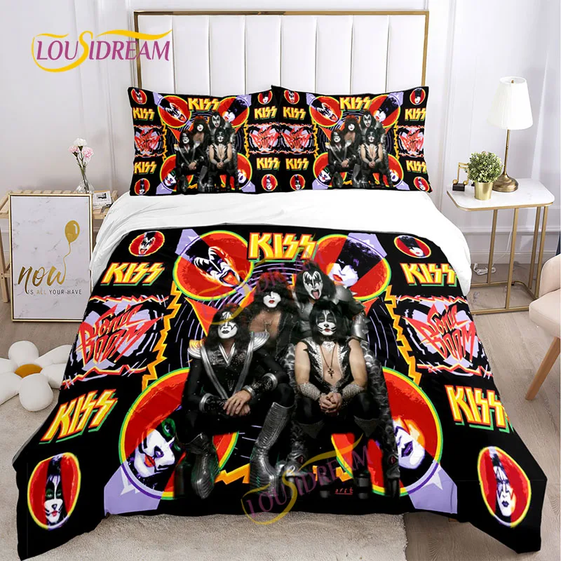 Imagem -04 - Super Cool American Kiss Band Rock Series Faça Você Mesmo Bedding Conjunto Duvet Cover Lençóis Confortáveis Cama de Casal Presente em Tamanho Completo