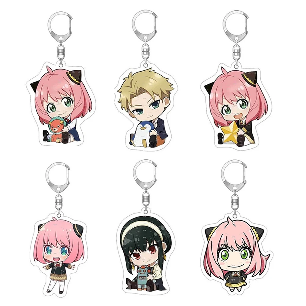 

Anime SPY X FAMILY Key Chain Acrylic Cartoon Loyor Anya Yor Figure Keychains Metal Holder Key Ring Jewelry Gifts Props Cosplay