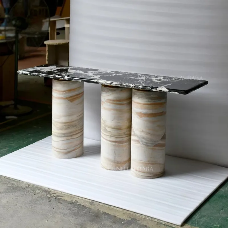 Modern Luxury Natural Marble Console Table Entry Living Room Villa Home School Hotel Dining Furniture Easy Assembly OEM ODM