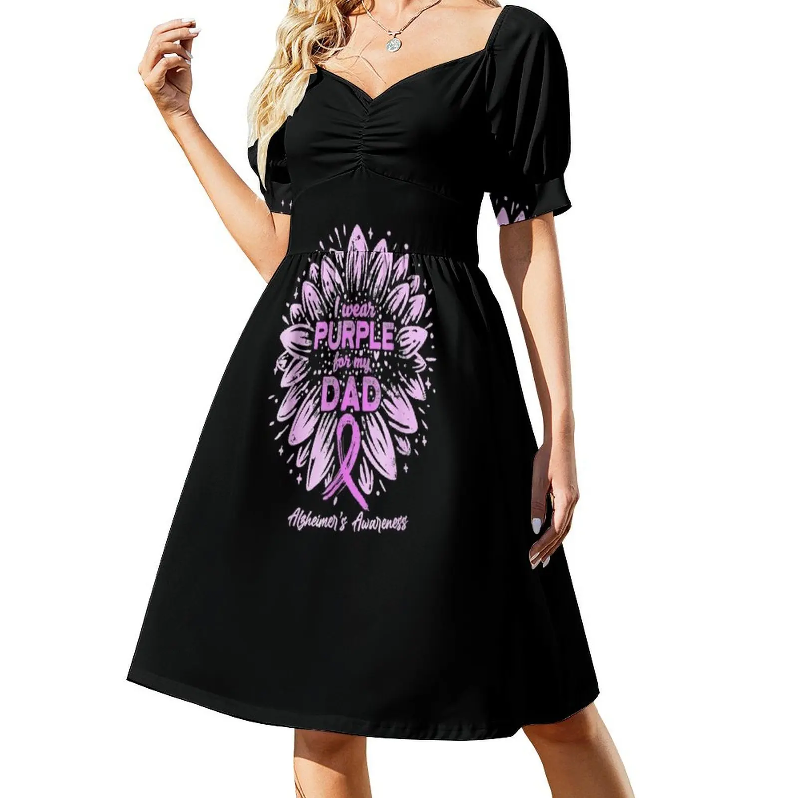 

Wear Purple Sunflower Short Sleeved Dress elegant party dress for women 2025 Dresses for wedding party Dress