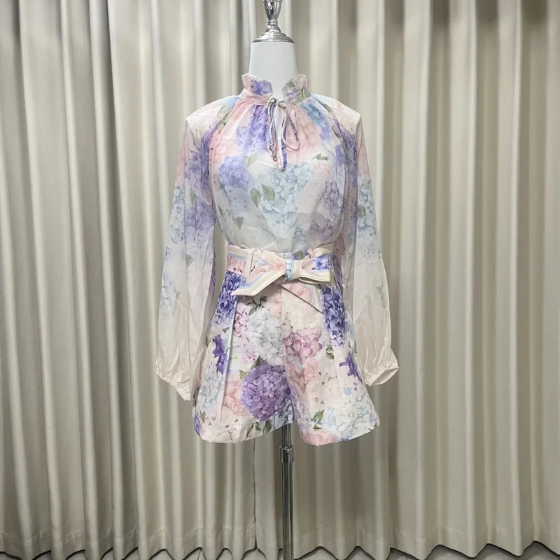 

Women's Suit Floral Linen Elegant Short Suits Casual Vacation Beach Party Suits Woman Clothing Fashion High Quality Suits 2025