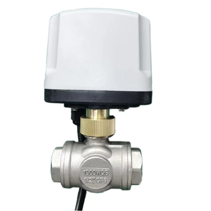 3 Way 304 Stainless Steel IP65 Waterproof Motorized Ball Valve 220V 12V 24V 3-Wire 2 Control T Type Electric Valve Ball