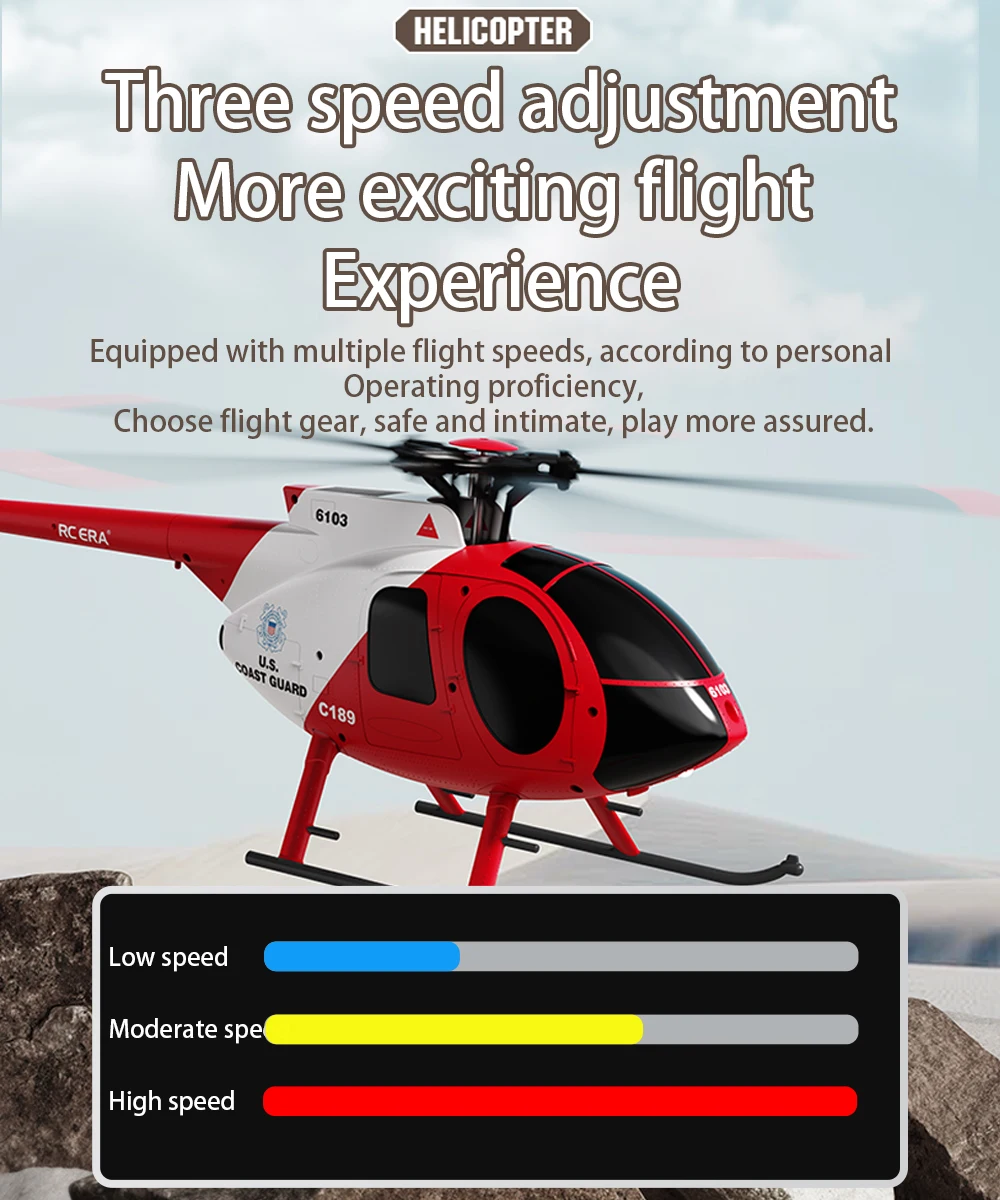 RC ERA C189（MD500）4CH Helicopter 1/28 15min Flight 6-Axis Gyro Dual Brushless Optical Flow Positioning Remote Control Airplane