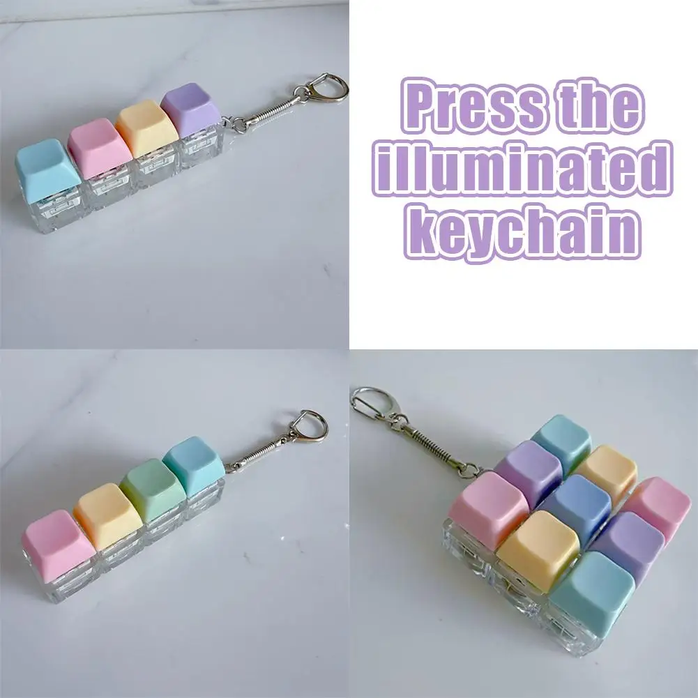 Clavier mécanique anti-stress, jouet sensoriel, porte-clés LED lumineux, interrupteur tactile, gadget de poche pour TDAH et autisme