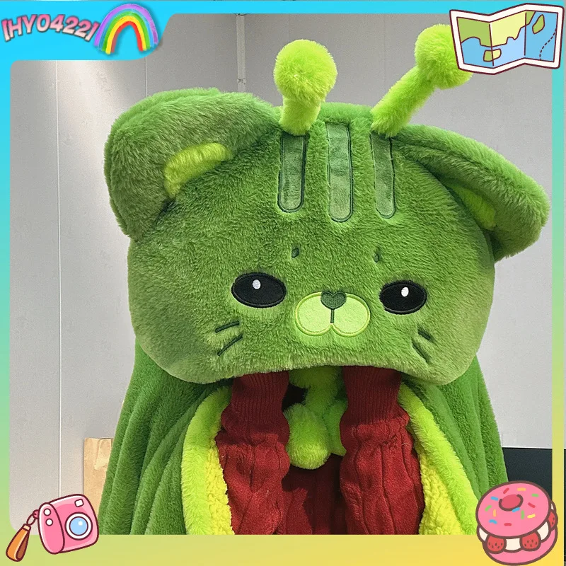 Sciarpa di gatto alieno di peluche spesso Capibara di cartone animato Coperta giocattolo morbida indossabile per la casa Regalo migliore amico Accessorio per feste di convenzione cosplay