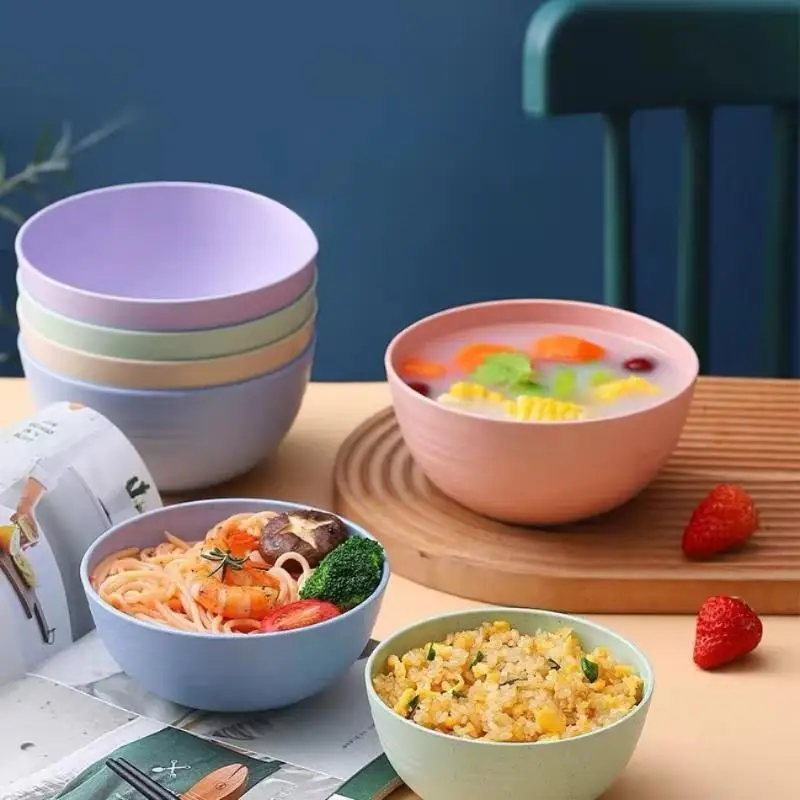 Children's Bowl Sustainable Wheat Straw Tableware Kids And Family Ramen Soup Breakfast Cereal Salad Food Container Bowls Sets