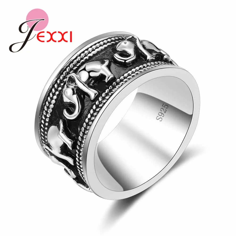 

Hot Sell New 925 Sterling Silver Finger Ring For Women Fashion Jewelry with Little Elephant Shape Design Bijoux Big Rings