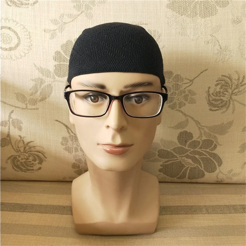 2023 New Muslim Men Prayer Hat Handmade Knitted Islamic Ramadan Men\'s Wrap Head Cap Arab Man Hijab Turban Kippah Homme Hat