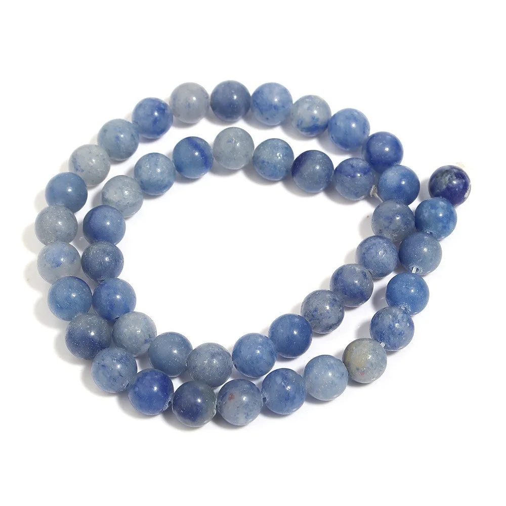 1 Strand Natural Blue Aventurine Stone Beads Round Smooth Stone Bead for Jewelry Making DIY Earring Bracelet Necklace Material image 5