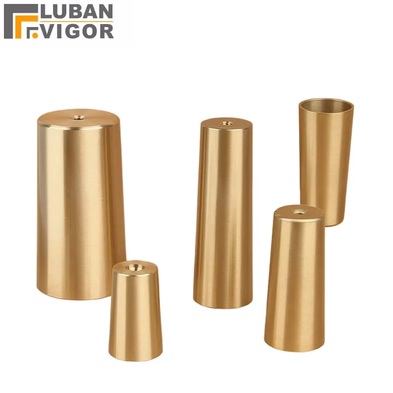 Brass Tube Tapered Furniture Foot Cover Cylinder Cone Cap Noise Reduction Protect Decor Bottom Safe Pad for Chair Table Sofa