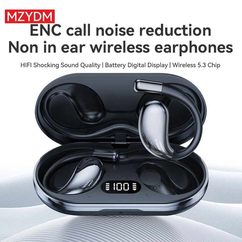 MZYDM Open Ear Clip Earbuds Wireless Bluetooth5.3 Headphone Sport Earhook HiFi Stereo Sound Noise Cancelling Waterproof Earphone