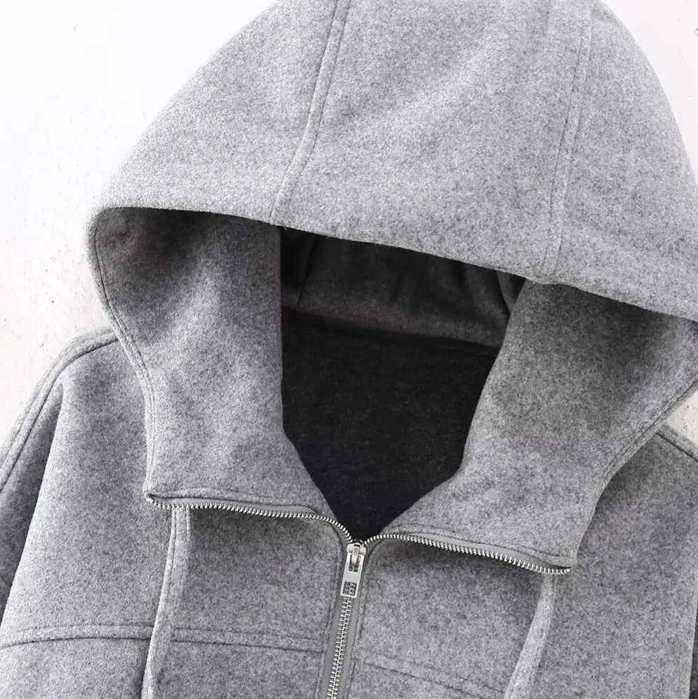 Suéter corto con capucha y cremallera para mujer, abrigo, moda de primavera y otoño, estilo americano, venta al por mayor