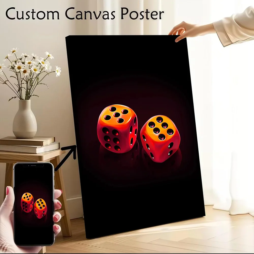 Red and Orange Dice Canvas Poster Customizable Printed Canvas Painting Wall Art for Fans Bedroom Decoration Living Room Pictures