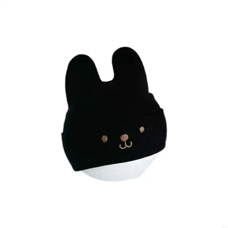 

A5YC Autumn Winter Infant Knitted Hat Color Cap Cartoon Embroidery Hat