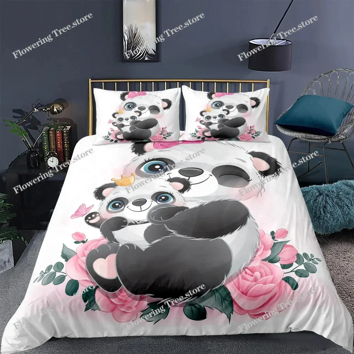 

Cartoon Panda Bettwäsche Set 3D Schöne Tiere Bettbezug Home Textil Weichem Bett Eingestellt Einzigen Königin König Größe für Kin