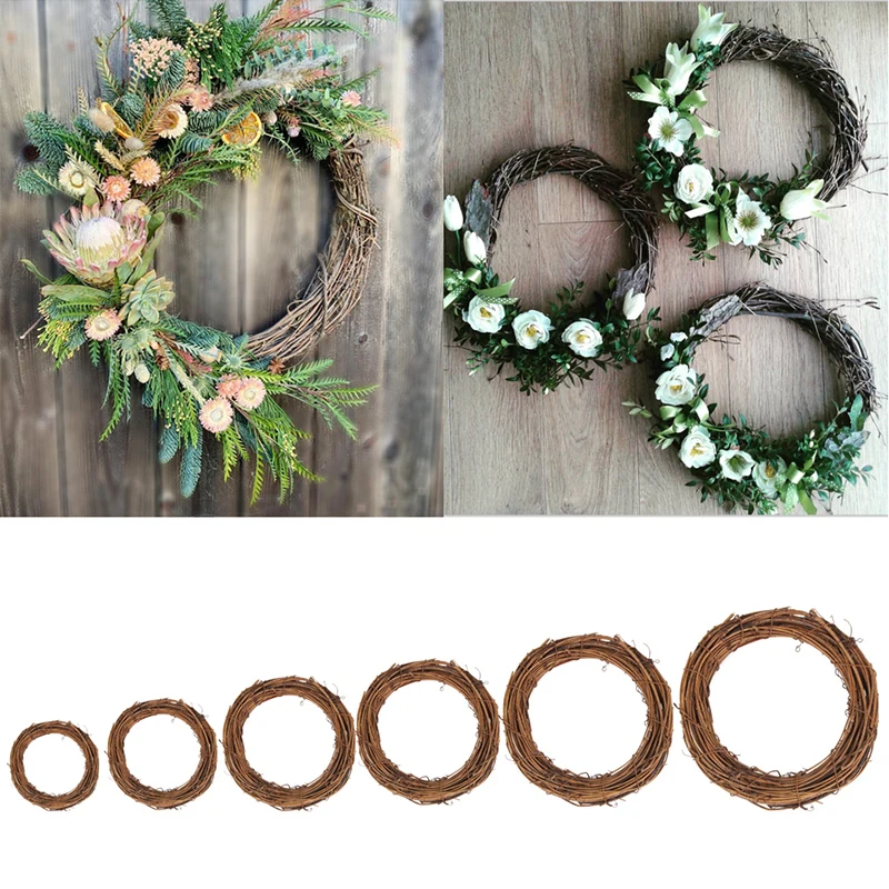 Christmas Natural Rattan Wreath Pine Branches Berries Cones For Christmas Wreath Supplies DIY Home Door Party Decorations