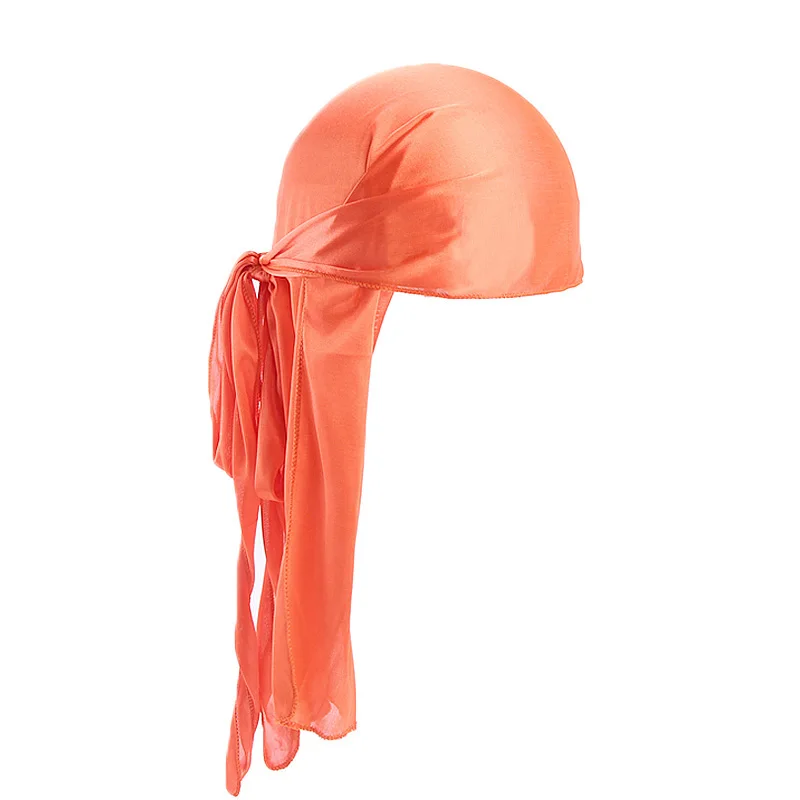 Unisex Seidige Lange Schwanz Durag Piraten Hut Turban Mode Headwraps Kappe Bandana Frauen Männer Kopfbedeckungen Kappen Hijab Haar Zubehör 