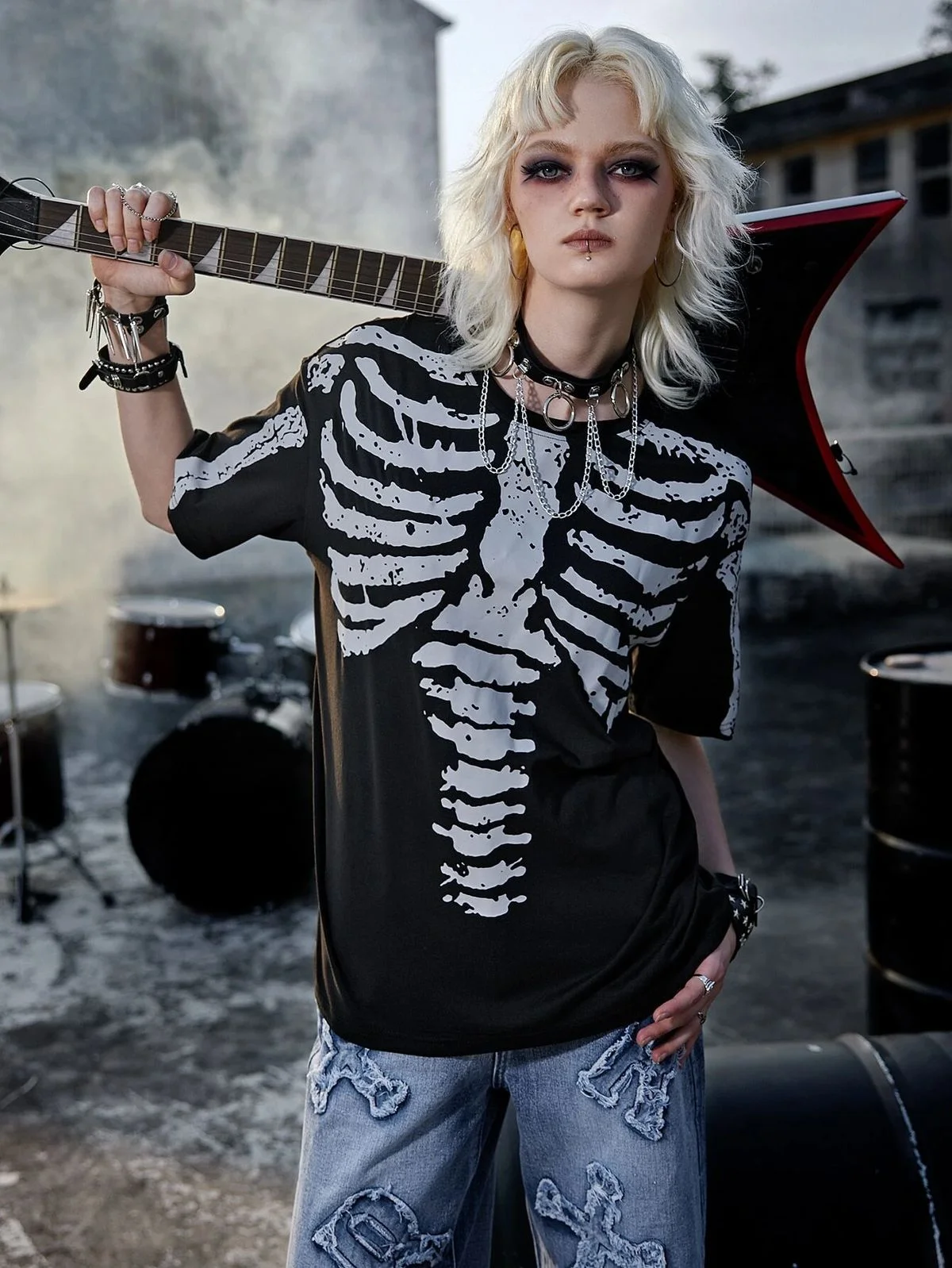 Sommer Damen Herren Skelett-Print Rundhals Kurzarm T-Shirt Grafik-Tee Fußballtrikot Übergröße Sport T-Shirt Oberteile – Detail 8