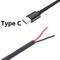 5V 3A Singe USB C to 2 Pin Bare Wire Open End 24AWG USB Type C Male Pigtail Cable Cord DIY for USB C Equipment Installed 0.3/1M