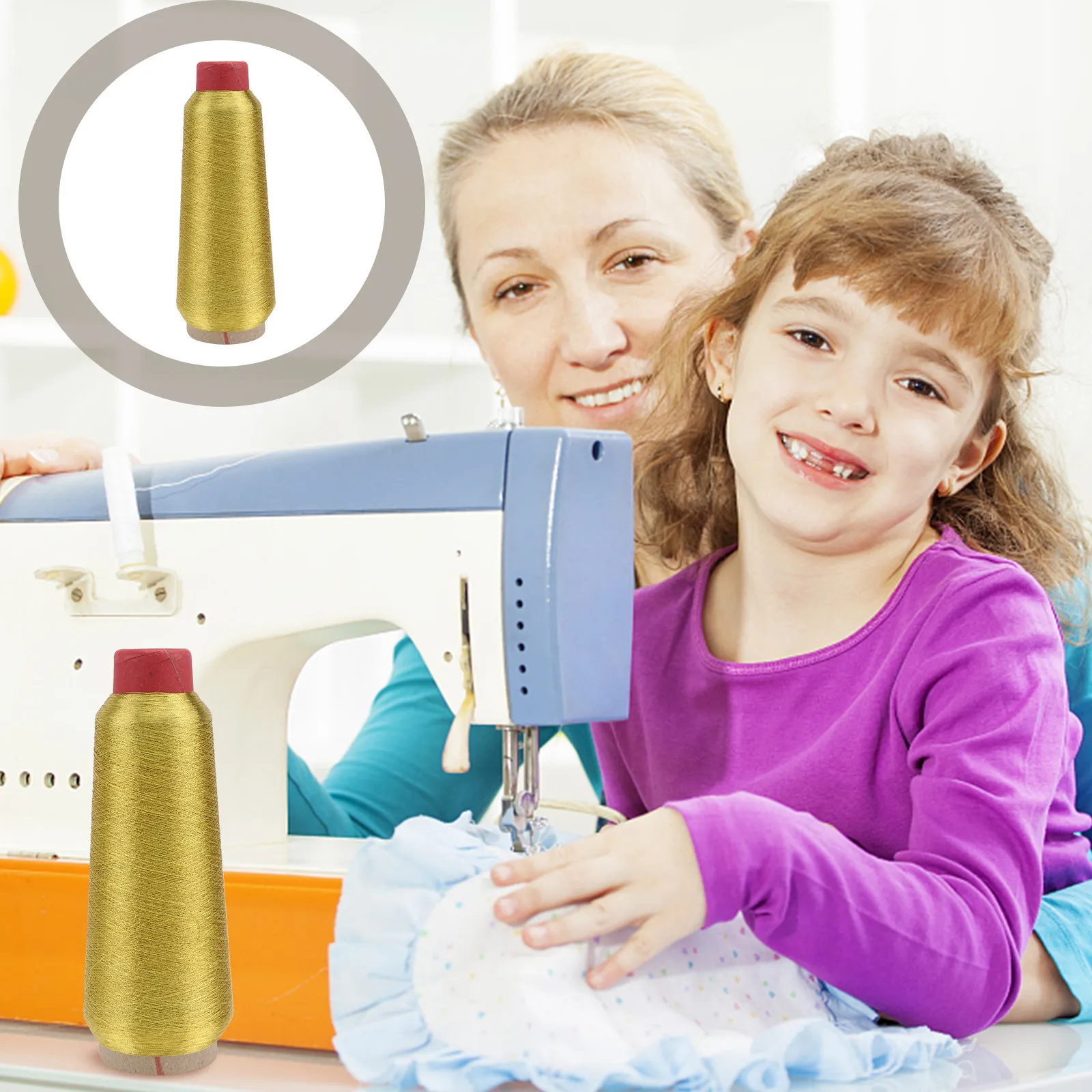 

Металлическая золотая вышивальная нить, 5000 ярдов на катушке, промышленная прочная швейная нить для машинной и ручной вышивки, швейных проектов