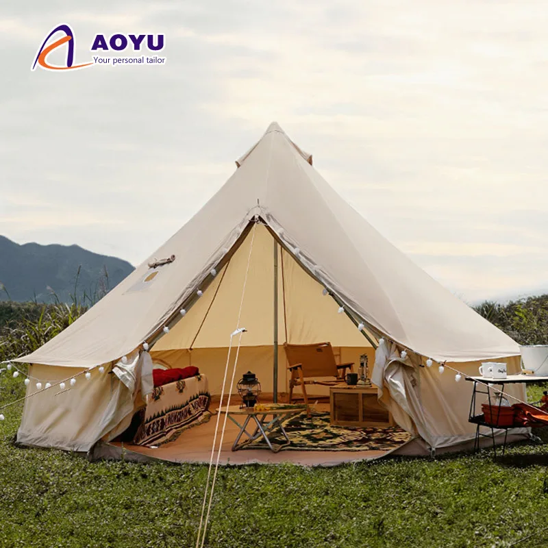 

Outdoor Four Season Canvas Tents With Wood Stove Camping Dome Tent For Luxury Glamping Yurt Tents For Sale