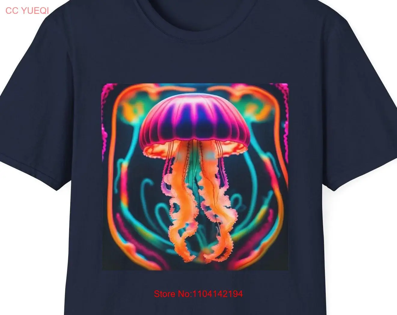 Neon Jellyfish Glow T Shirt Fluorescent Pink Orange Green Blue and Yellow Design Vibrant Unique gift ocean sea animals pet love