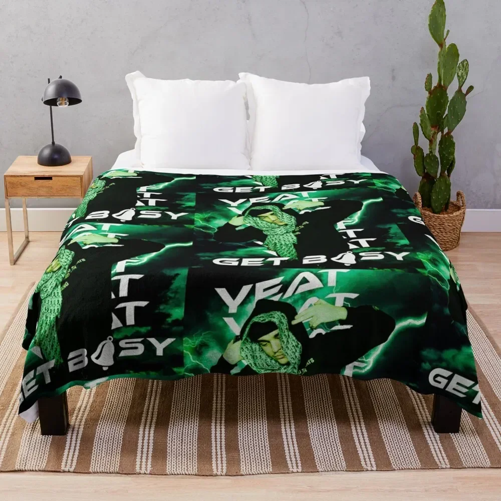 

Yeat Get busy shirt Throw Blanket Luxurious Soft Fuzzy Blanket for Sofa Bed