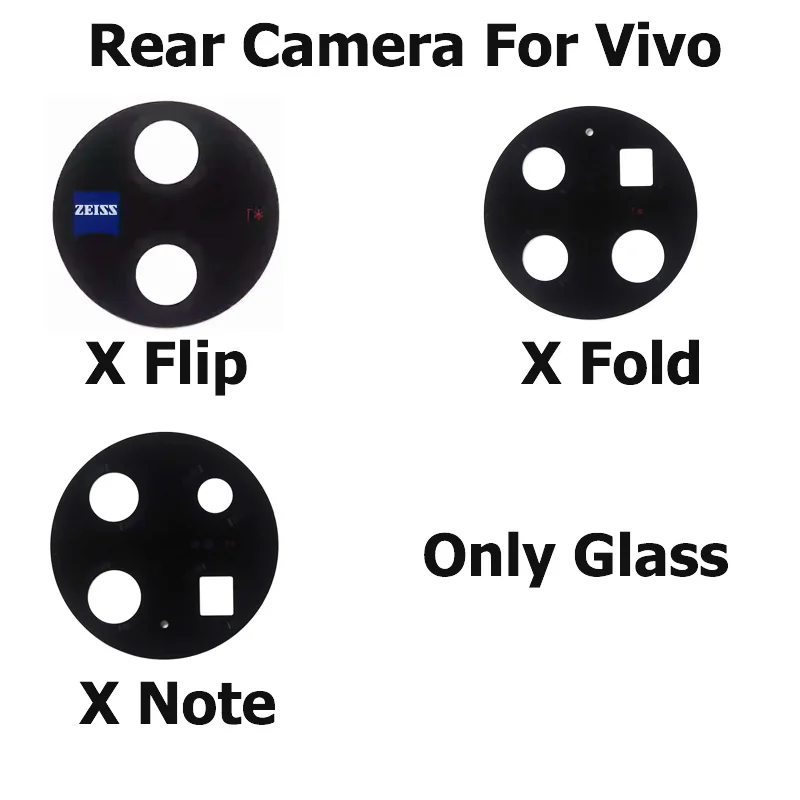 For Vivo X Fold Flip Note Back Rear Camera Glass Lens With Glue Sticker Repair Parts V2178A V2256A V2170A