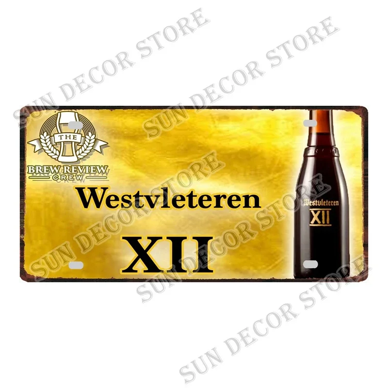 LEO SINGHA Westvleteren Beer Car License Retro Metal Sign Plaque Decoration Room Man Cave Club Wall Decor Plate 6x12Inch C-470