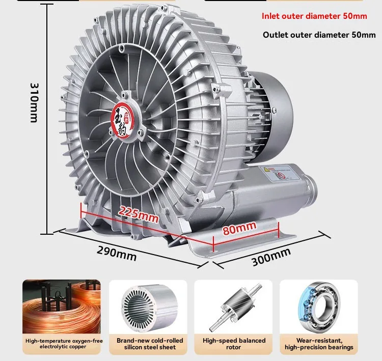 

1100w High-power High-pressure Vortex Fan Powerful Industrial Blower Vortex Air Pump Roots Turbine Fish Pond Aerator