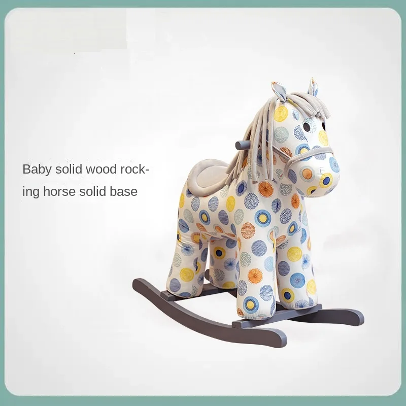 LazyChild 2-8 Year Old Children Rocking Horse Safety Baby Trojan Horse Toddler Rocking Chair Gift Solid Wood Rocking Horse